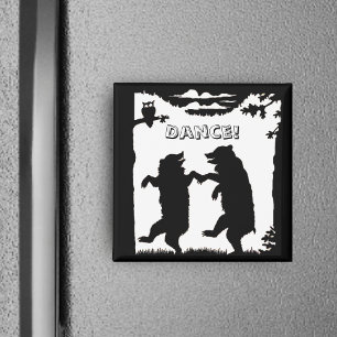 Tanzende Bären schwarze Silhouette Magnet