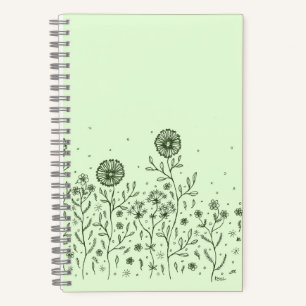 Tanzende Blume auf einer Wiese, hellgrün Notizblock