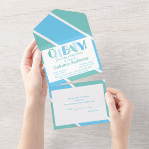 Tanzende Buchstaben Baby Shower Typografie Oh Baby All In One Einladung