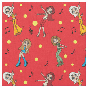 Tanzende Cartoon Girls Stoff