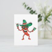 Tanzende Chili Pepper Postkarte (Stehend Vorderseite)