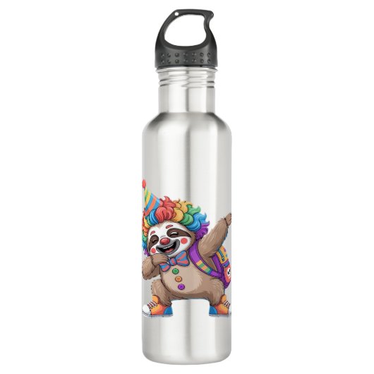 Tanzende Clowntrommeln Spooky Halloween-Faulenzer Edelstahlflasche (Vorderseite)