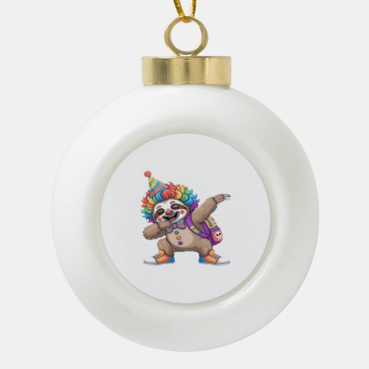 Tanzende Clowntrommeln Spooky Halloween-Faulenzer Keramik Kugel-Ornament (Vorderseite)