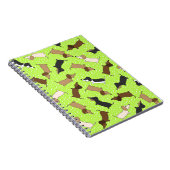 Tanzende Dackeln (Lime Green) Notizblock (Rechte Seite)