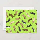 Tanzende Dackeln (Lime Green) Postkarte (Vorne/Hinten)
