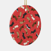 Tanzende Dackeln (rot) Keramikornament (Rechts)