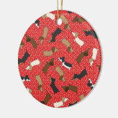 Tanzende Dackeln (rot) Keramikornament (Links)