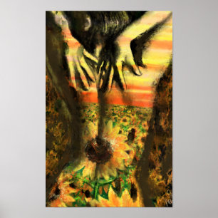 Tanzende Dame in Sonnenblumen - Originalgemälde Ku Poster