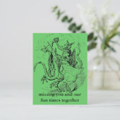 Tanzende Drachen Postkarte (Stehend Vorderseite)