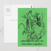 Tanzende Drachen Postkarte (Vorne/Hinten)