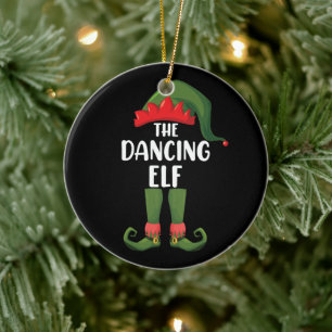 Tanzende Elf-Familie passende Gruppe Weihnachtsfei Keramik Ornament