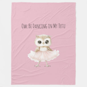 Tanzende Eule mit rosa Tutu Ballerina Fleecedecke