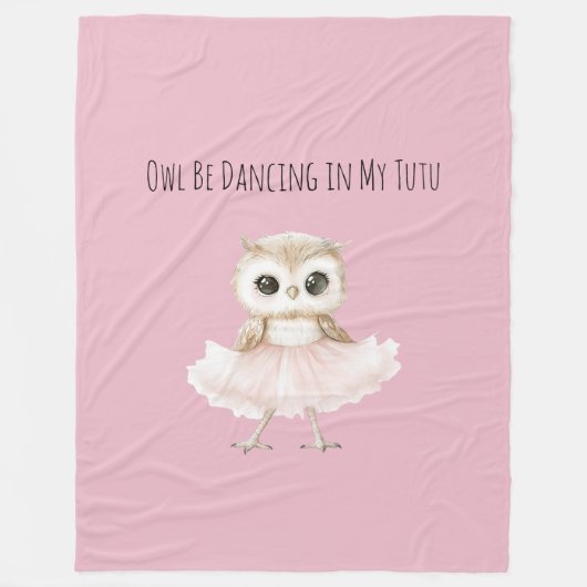 Tanzende Eule mit rosa Tutu Ballerina Fleecedecke (Vorderseite)