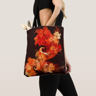 Tanzende Feuervögel Kunst Moderne Fraktal Abstrakt Tasche