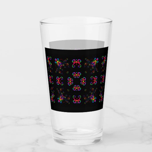 Tanzende Fiesta Blumen Glas (Vorderseite)