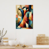 Tanzende Formen Japanische Geometrische Figürliche Poster (Küche)