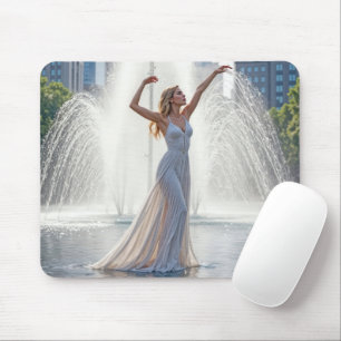 Tanzende Frau in einem Stadtbrunnen Mousepad