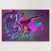 Tanzende Frau mit ihrem Motorrad Puzzle (Horizontal)