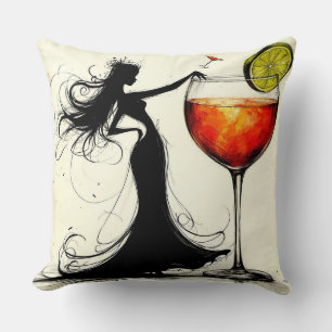 Tanzende Frau mit Martini Kissen