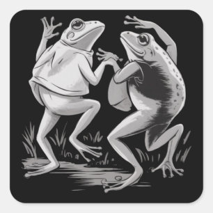 Tanzende Frösche Toad Goblincore Dark Academia Ret Quadratischer Aufkleber