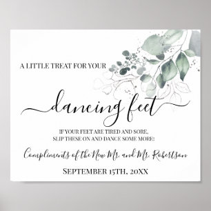 Tanzende Füße Flip Flops Hochzeitsempfangsschild Poster