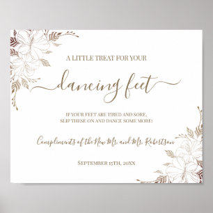 Tanzende Füße Flip Flops Hochzeitsempfangsschild Poster