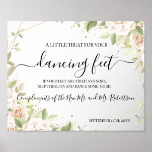 Tanzende Füße Flip Flops Hochzeitsempfangsschild Poster