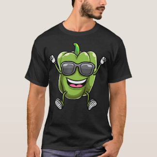 Tanzende Grüne Paprika Mit Sonnenbrille Capsicum T-Shirt