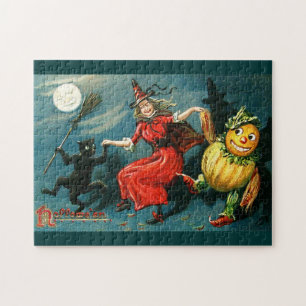 Tanzende Halloween-Hexe Puzzle