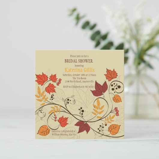 Tanzende Herbstlaub Einladung (Stehend Vorderseite)