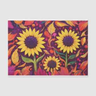 Tanzende Herbstsonnenblumen, wirbelnde Herbstlaube Seidenpapier