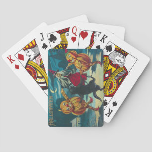 Tanzende Hexe Jack O' Lantern Monster Schwarze Kat Spielkarten