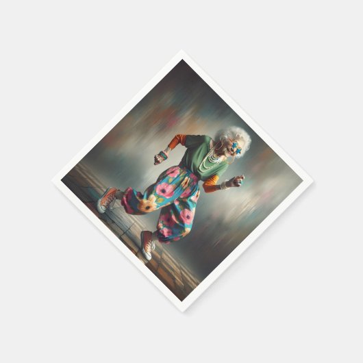 Tanzende Hipster Alte Lady Serviette (Ecke)