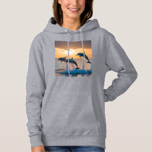 Tanzende im Dämmerlicht: Drei springende Delfine Hoodie