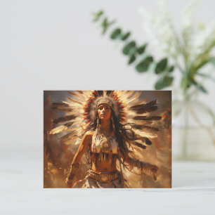 Tanzende indianische Frau mit Kopfschmuck Postkarte