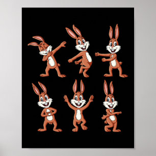 Tanzende Kaninchen Ostertanz-Herausforderung Junge Poster