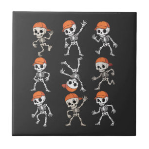 Tanzende Kinder Skelett Halloween Fliese