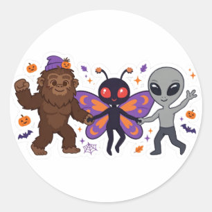 Tanzende Kryptide — Süßes Halloween-Sticker-Set Runder Aufkleber
