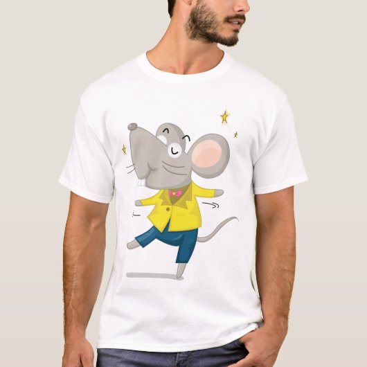 tanzende Maus in gelbem T - Shirt (Vorderseite)