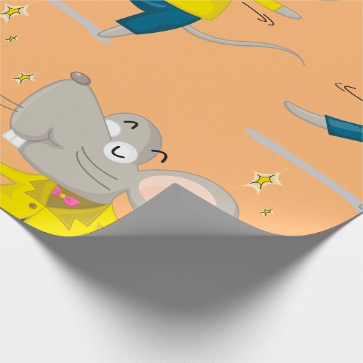 tanzende Maus in gelben Umschlagpapier Geschenkpapier