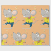 tanzende Maus in gelben Umschlagpapier Geschenkpapier (Flach)