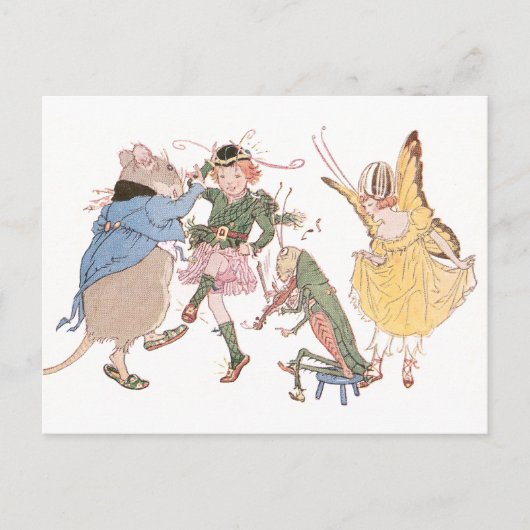 tanzende Maus und Fairies Postkarte (Vorderseite)