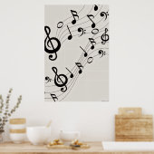 Tanzende Melodien: Fließendes Notenmuster Poster (Küche)