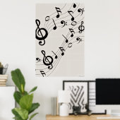 Tanzende Melodien: Fließendes Notenmuster Poster (Heimbüro)