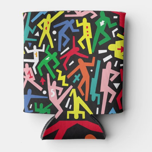 Tanzende Menschen, doodle Set Muster. Dosenkühler (Vorderseite)