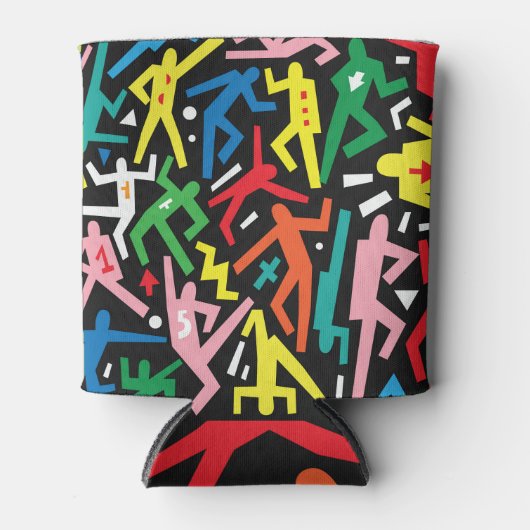 Tanzende Menschen, doodle Set Muster. Dosenkühler (Vorderseite)