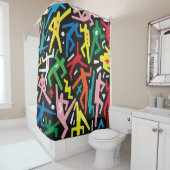 Tanzende Menschen, doodle Set Muster. Duschvorhang (Beispiel)