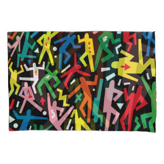 Tanzende Menschen, doodle Set Muster. Kissenbezug