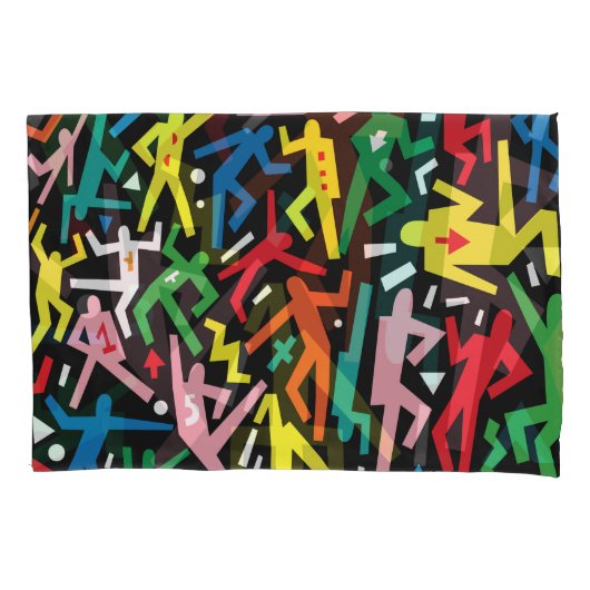 Tanzende Menschen, doodle Set Muster. Kissenbezug (Vorderseite)