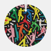 Tanzende Menschen, doodle Set Muster. Ornament Aus Glas (Rückseite)